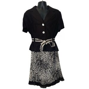 Studio I 2pc Jacket &  Skirt Set (Size:14W, Color:Brown/Black/White)